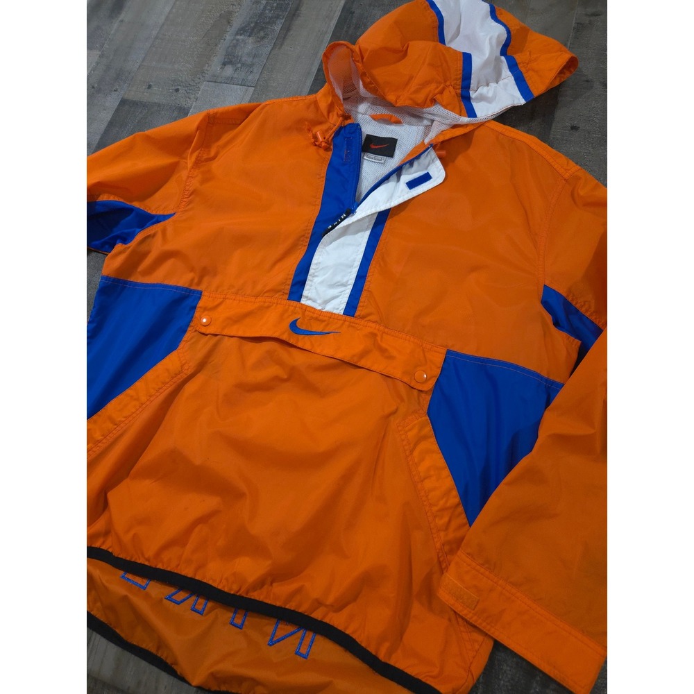 VTG 90s/00s Nike Center Swoosh Half Zip Anorak Hooded Windbreaker Mens Large